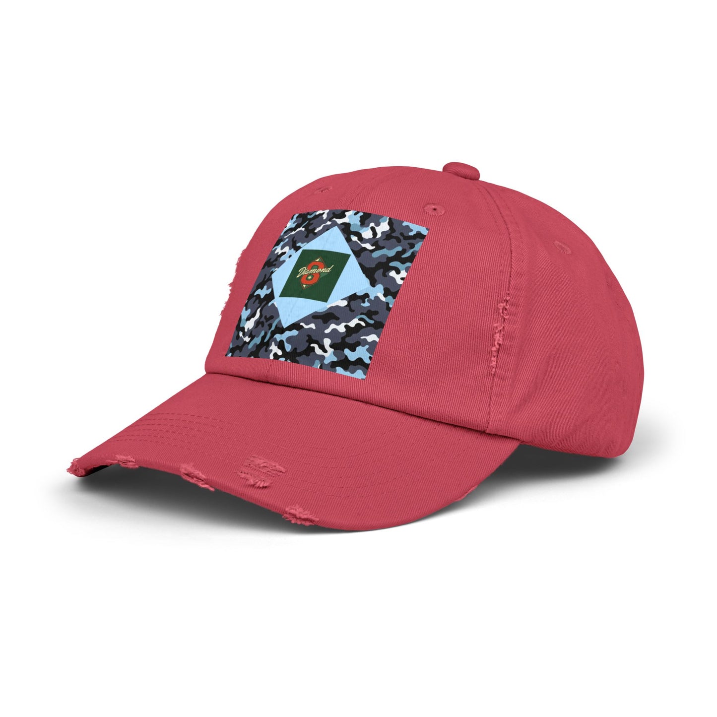 Camouflage Distressed Cap, Casual Hat, Outdoor Gear, Trendy Accessories, Gift for Him/Her - Diamond 8