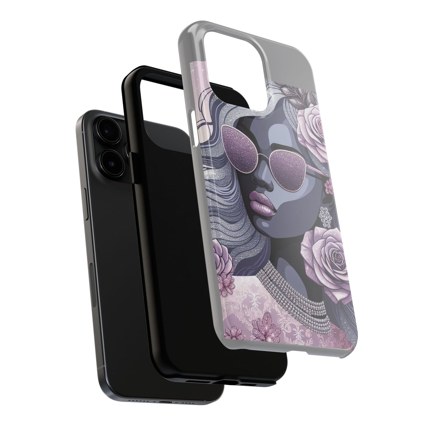 Glamorous Floral Tough Phone Case - Chic Protection for Trendsetters - Lilac & Lavender