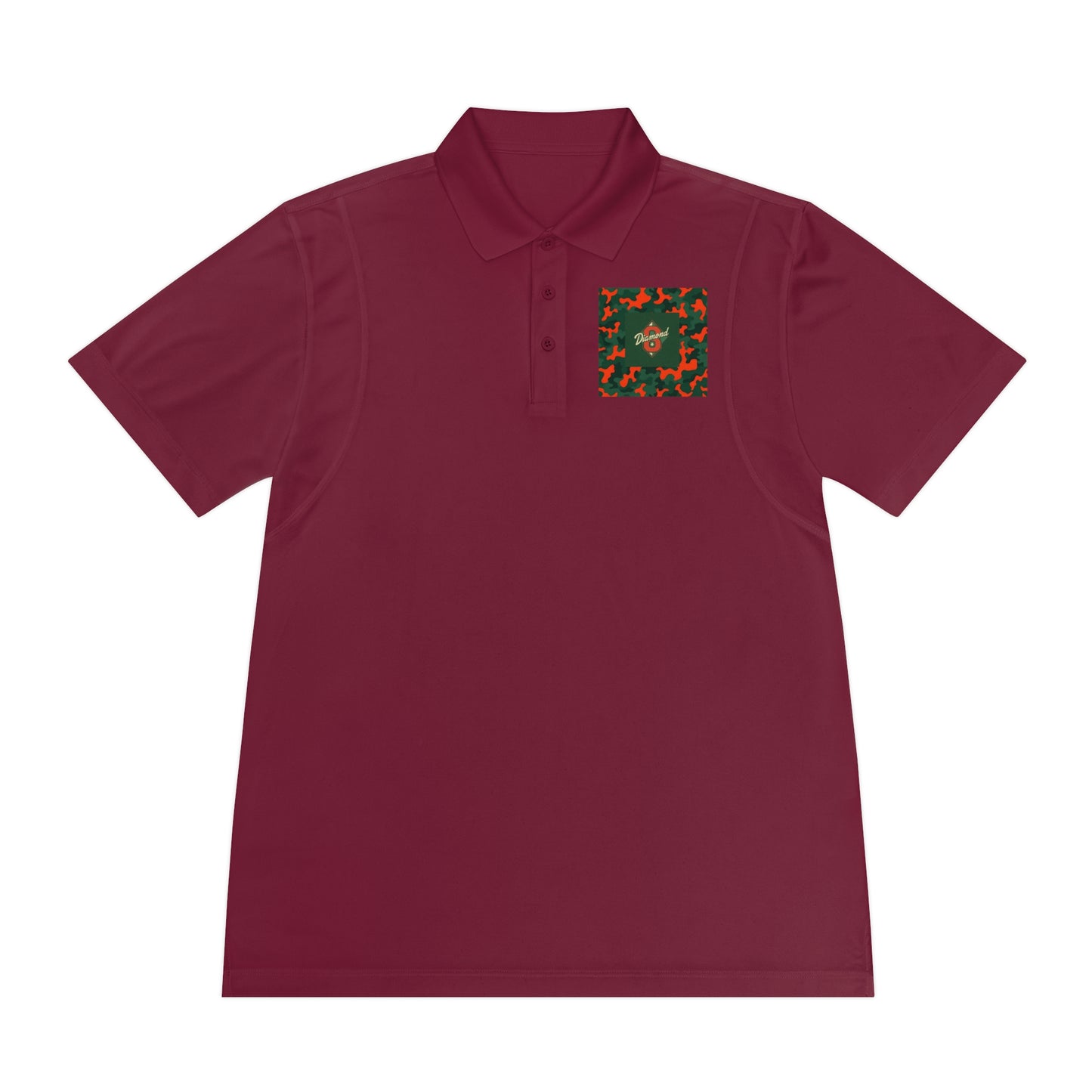 Men's Sport Polo Shirt, Casual Wear, Gym Shirt, Summer Outing, Gift for Dad, Outdoor Activities - Green & Orange Camo Diamond 8