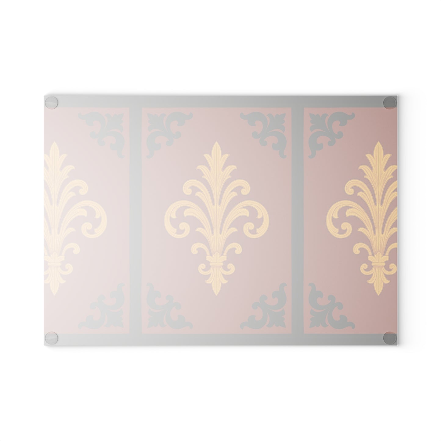Dusk Terracotta Baroque Glass Cutting Board with Ornate Gold Baroque Design — Decorative Kitchen Serving Board