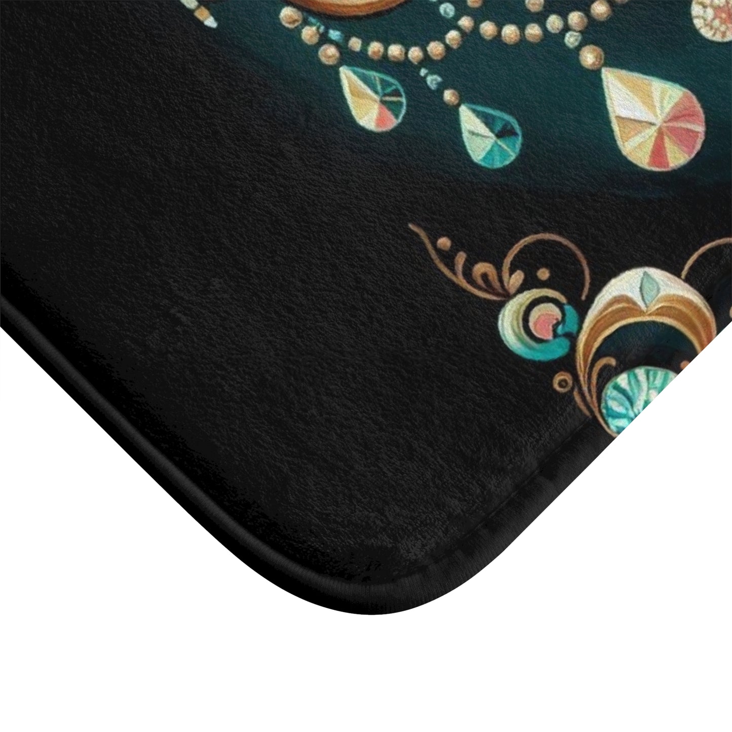 Elegant Chandelier Bath Mat, Luxurious Bathroom Decor, Glamorous Home Accessory, Stylish Bath Rug - Teal Jeweled Chandelier