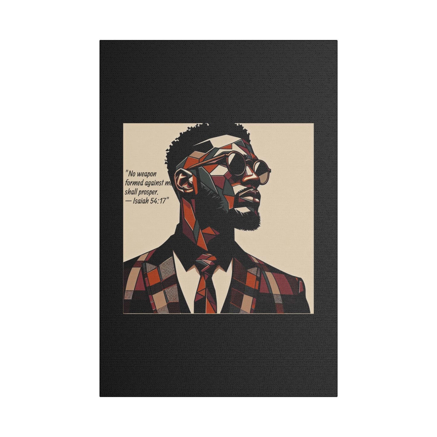 Afro Art Print Canvas, Wall Decor, Satin Stretched Canvas, African American Art, Office Decor, Home Decor - Isaiah 54:17