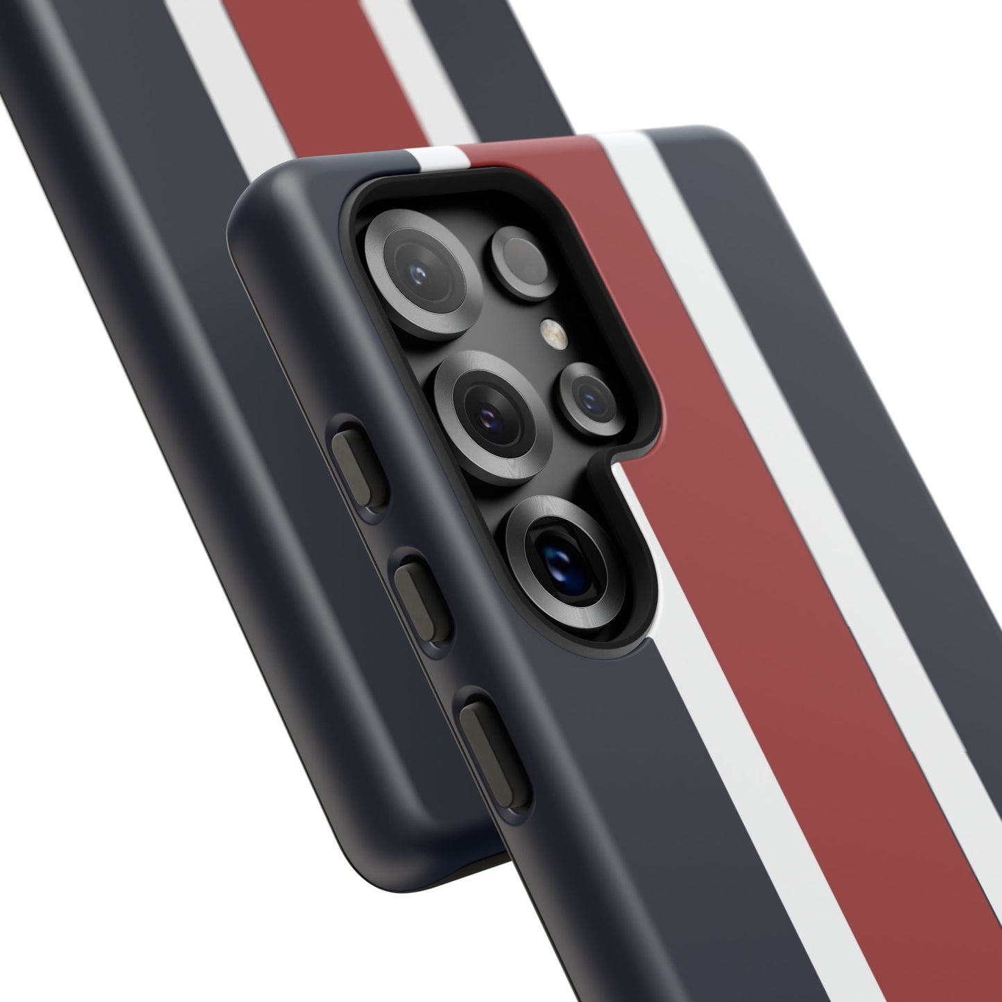 Lunar Midnight & Red-White Striped Stylish Phone Case - Tough Cases, Custom iPhone Cover, Sleek Phone Accessories, Gifts for Him/Her