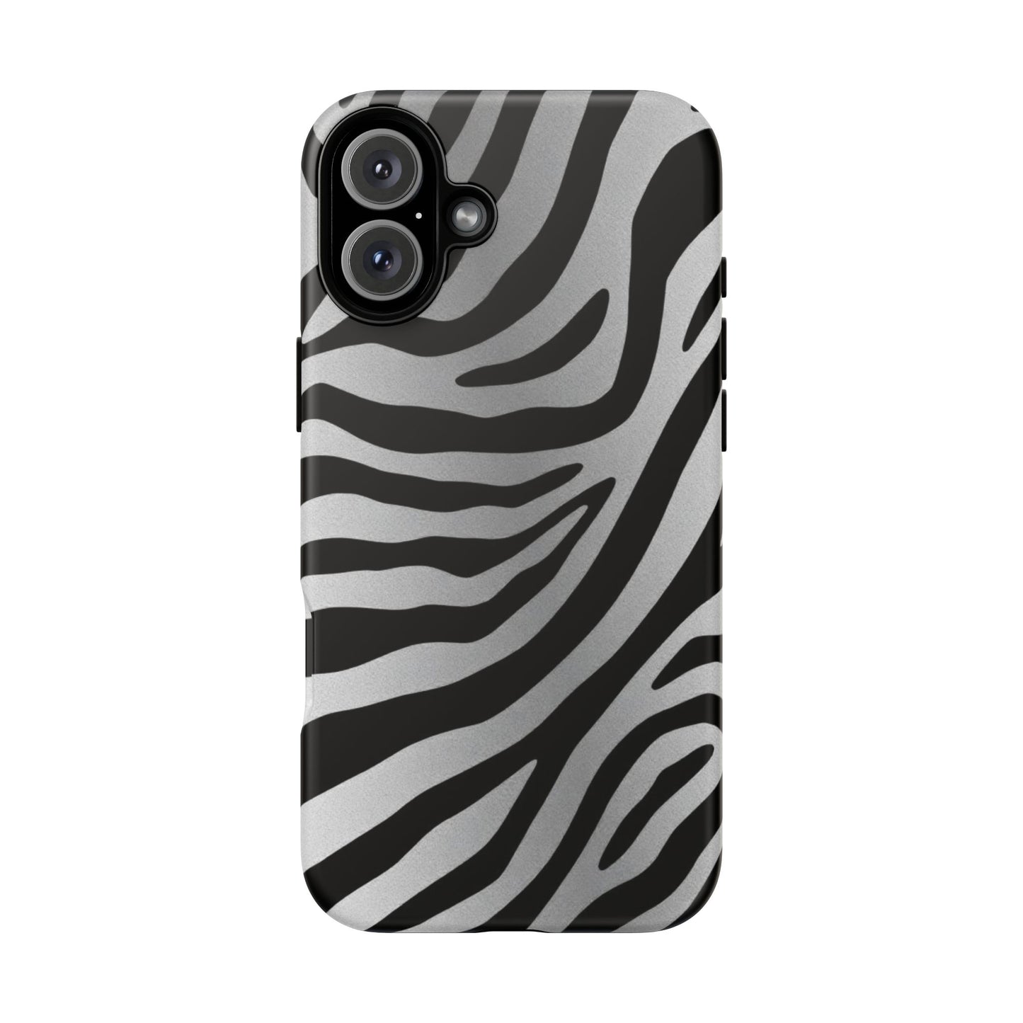 Zebra Print Tough Phone Case - Silver