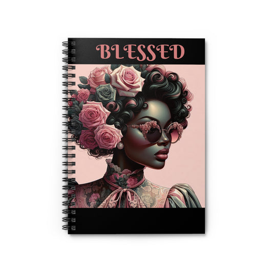Stylish Spiral Notebook - Blessed Chic Matte Teal Lady Design, Journaling, Sketching, Gifts for Her, Inspirational Stationery, Art Supplies