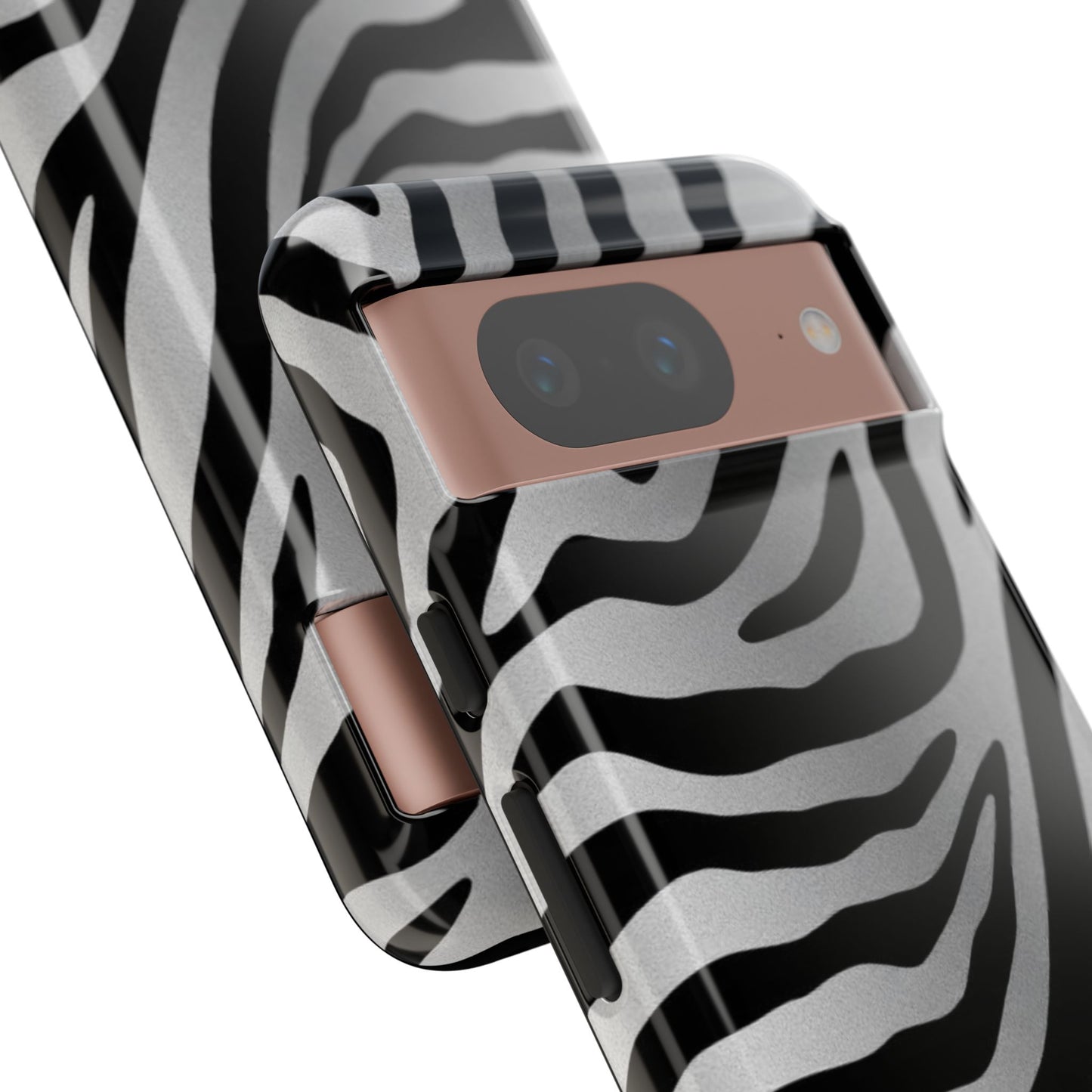 Zebra Print Tough Phone Case - Silver