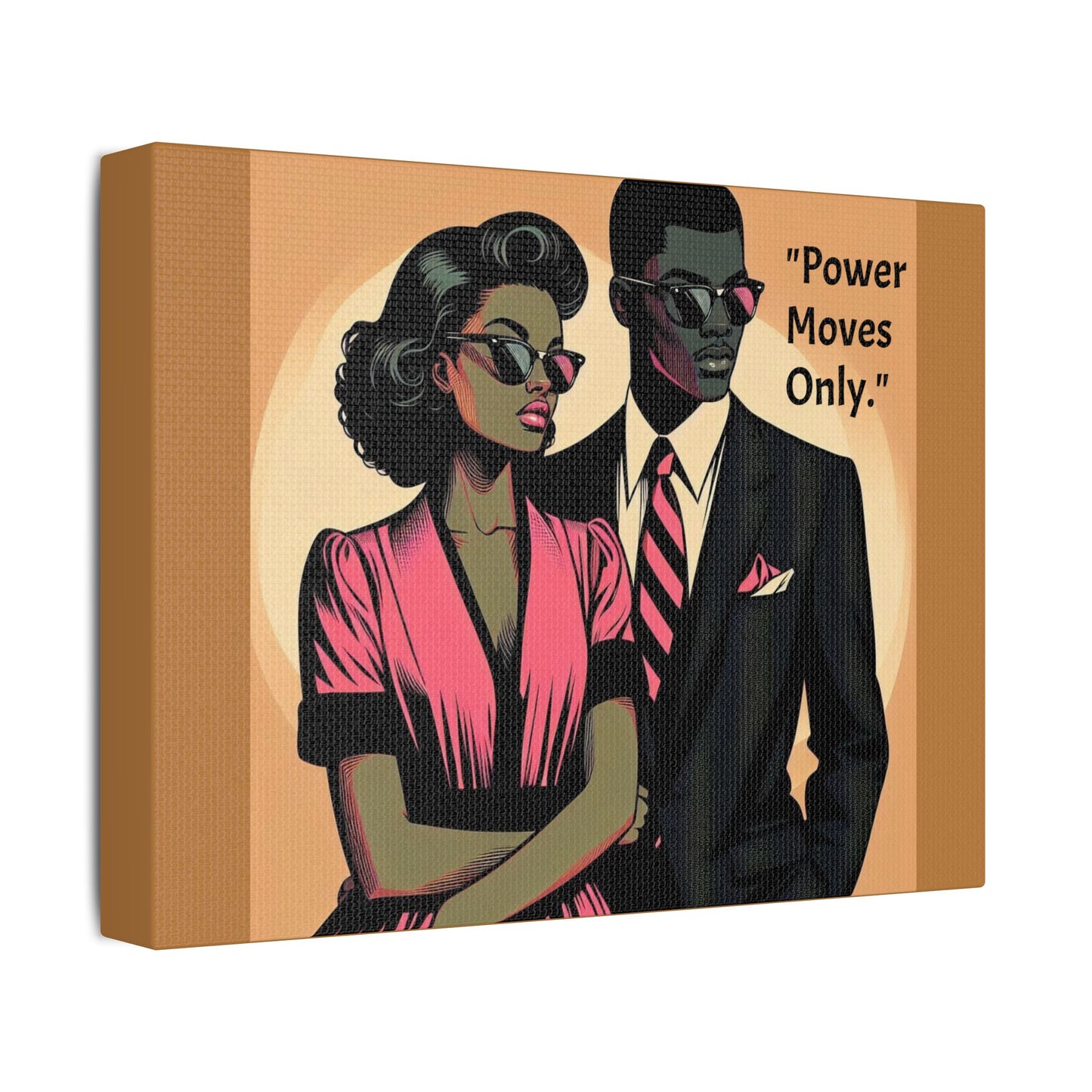 Afro Art Print Canvas, Wall Decor, Satin Stretched Canvas, African American Art, Office Decor, Home Decor - "Power Moves Only."