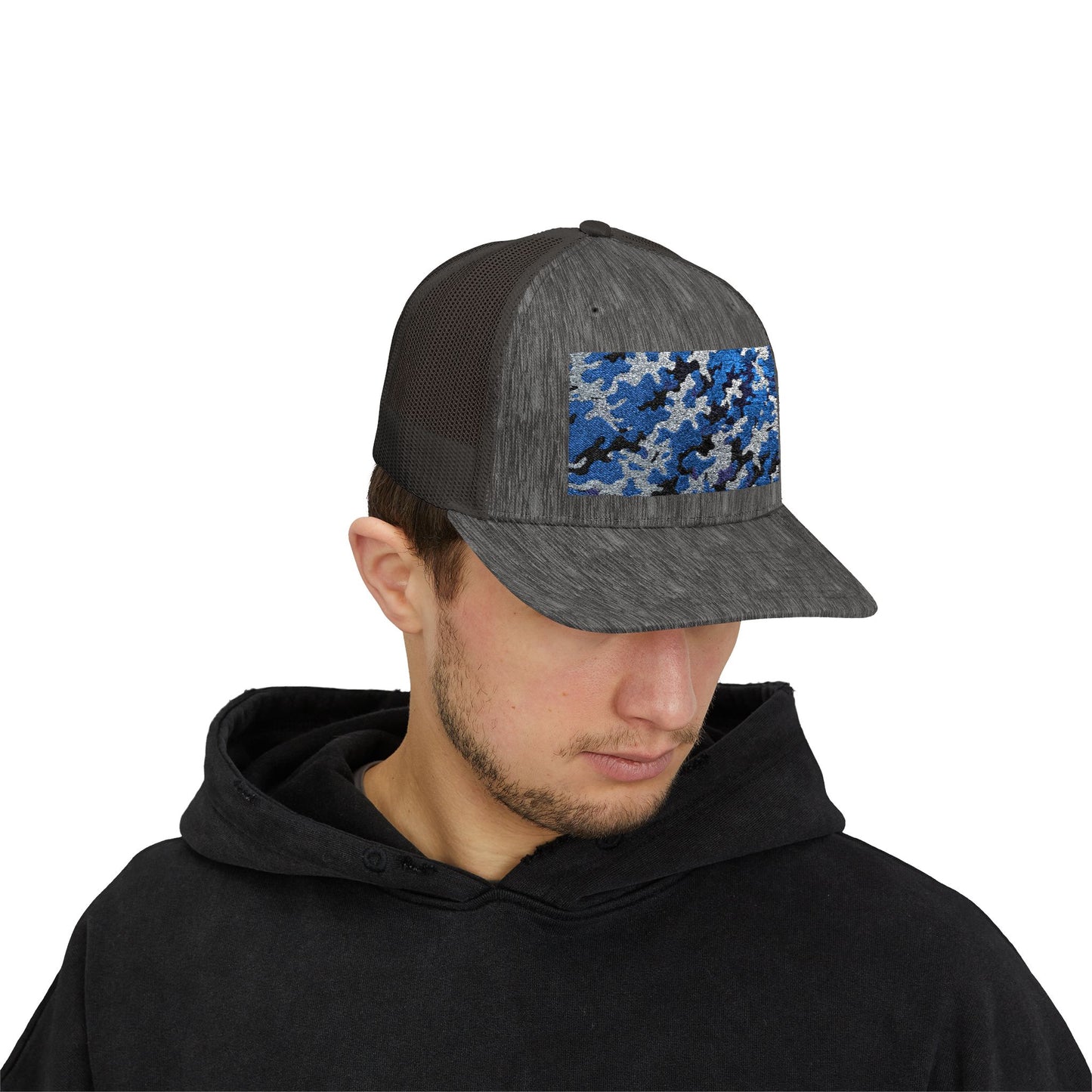 Camouflage Sequin Snapback Cap | Trendy Hats for Outdoor Lovers, Fashion Accessory, Gift for Him/Her, Summer Style - Blue Camo