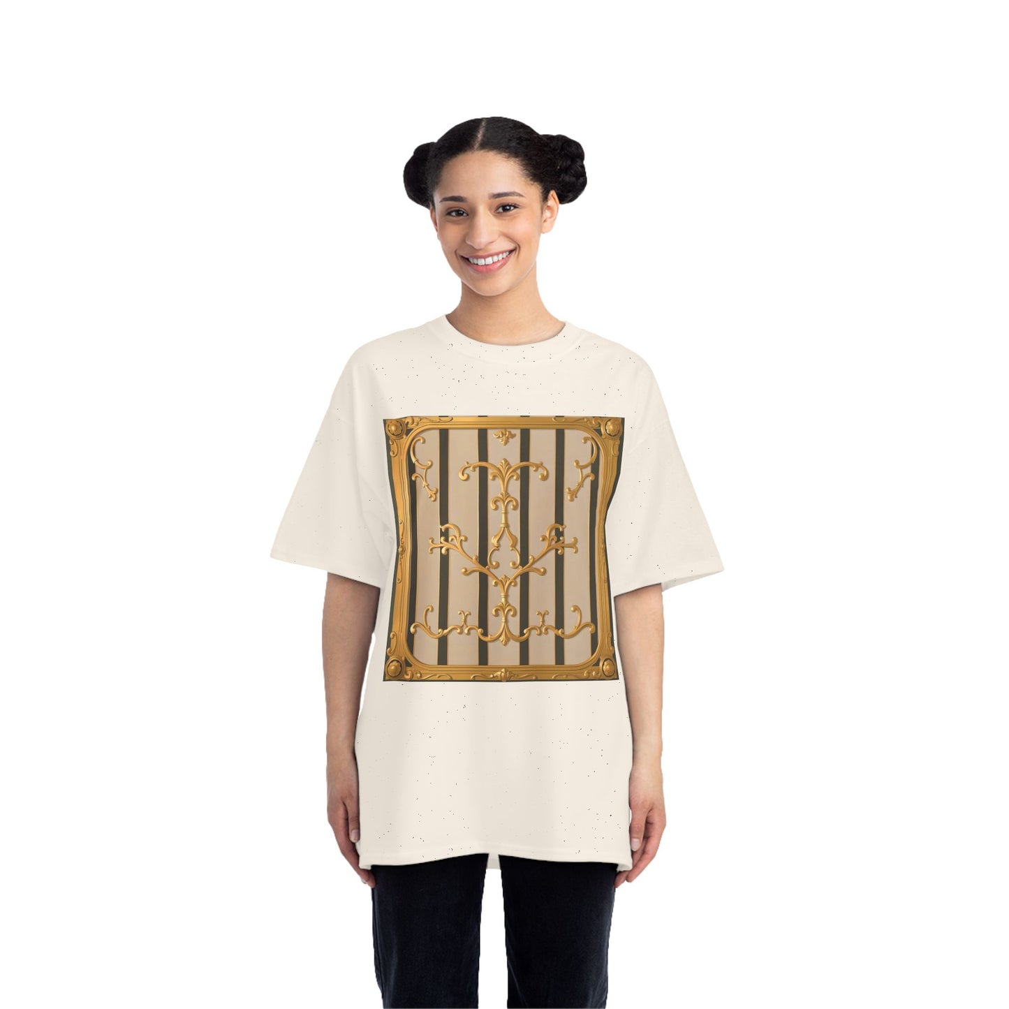 Beefy-T® Unisex Short-Sleeve T-Shirt - Beige Striped Gold Rococo