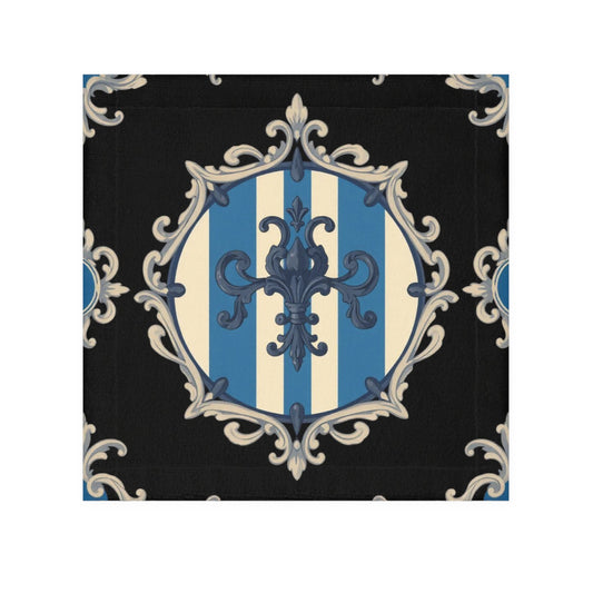 Elegant Blue & Alabaster Striped Baroque Decorative Face Towel, Unique Gift for Home, Luxury Bathroom Towel, Perfect for Weddings, Spa Days