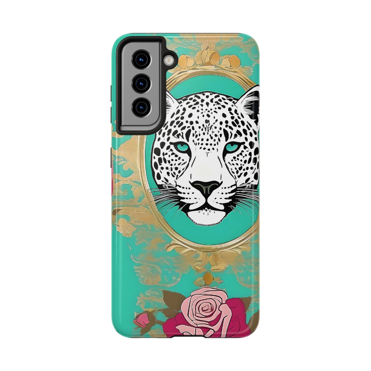 Leopard Tough Phone Case - Trendy Floral Design for Animal Lovers - Leopard & Rose