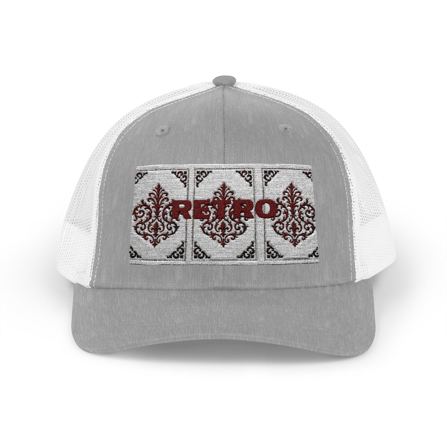 Retro Baroque Trucker Cap — Almond Beige & Brown Snapback