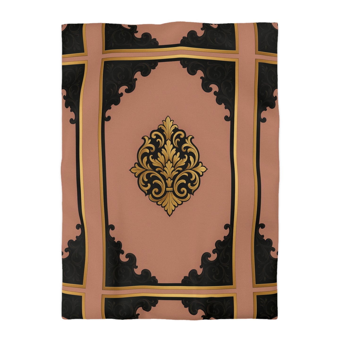 Mauve & Black-Gold Elegant Baroque Microfiber Duvet Cover - Chic Bedroom Decor, Luxurious Bedding, Home Makeover, Gift for Her, Elegant Style