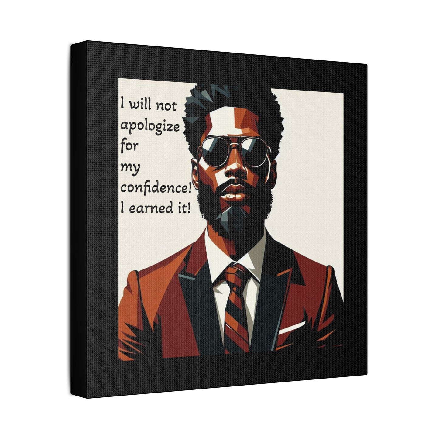 Afro Art Print Canvas, Wall Decor, Satin Stretched Canvas, African American Art, Office Decor, Home Decor - Confident Man In Suit