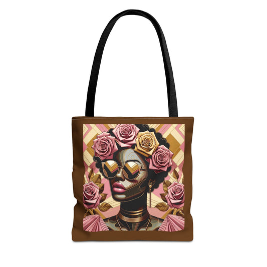 Chic Floral Tote Bag - Fashionable Everyday Accessory, Gift for Her, Boho Style, Shopping Bag, Eco-Friendly Carryall - Pink Roses Lady