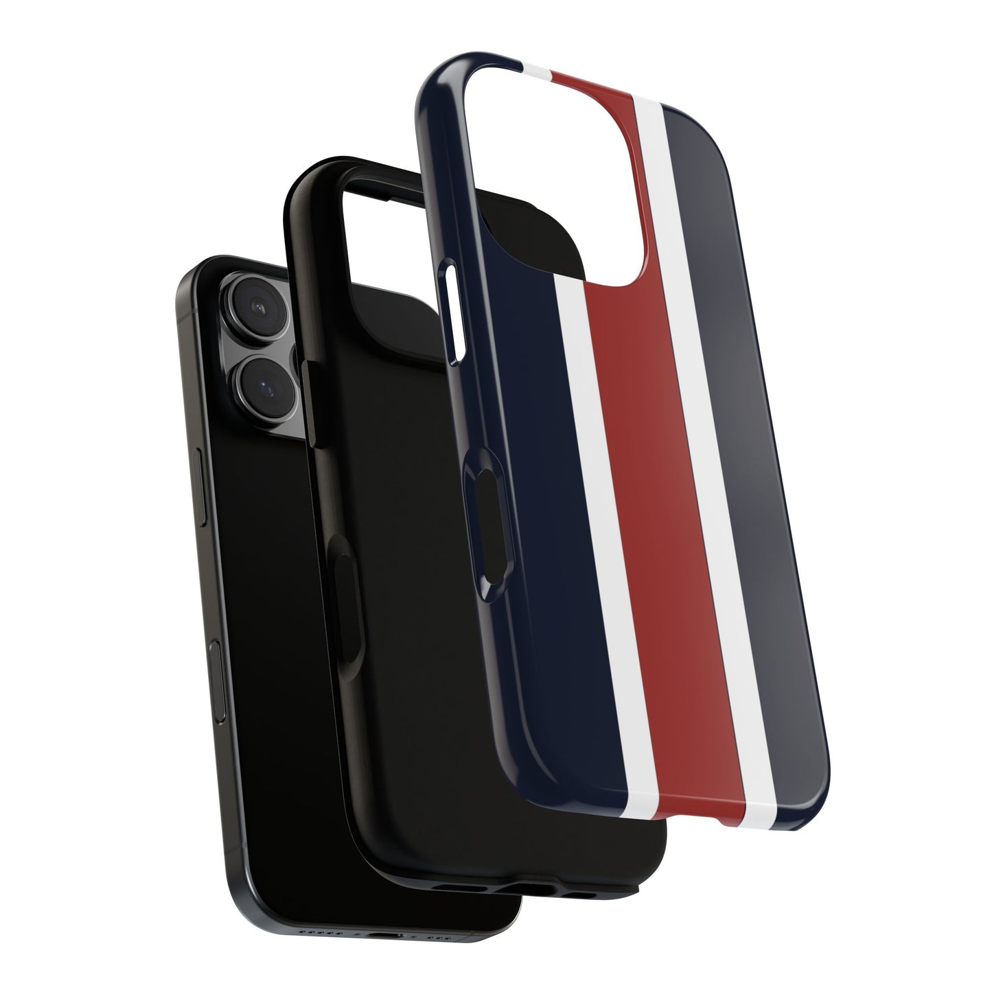 Lunar Midnight & Red-White Striped Stylish Phone Case - Tough Cases, Custom iPhone Cover, Sleek Phone Accessories, Gifts for Him/Her