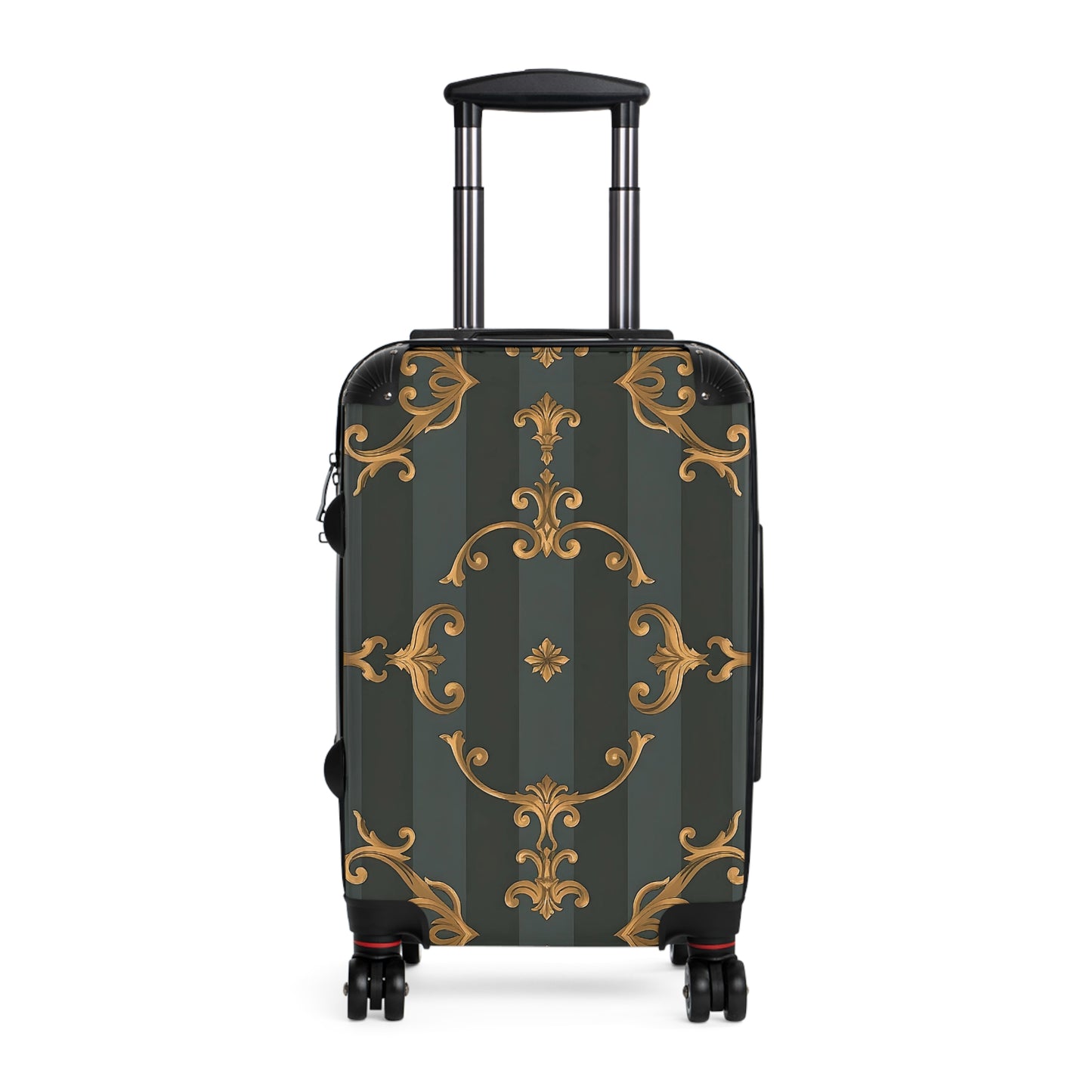 Elegant Vintage Design Suitcase - Travel Accessories, Luggage, Personalized Gift, Vacation Travel - Gray Striped Baroque
