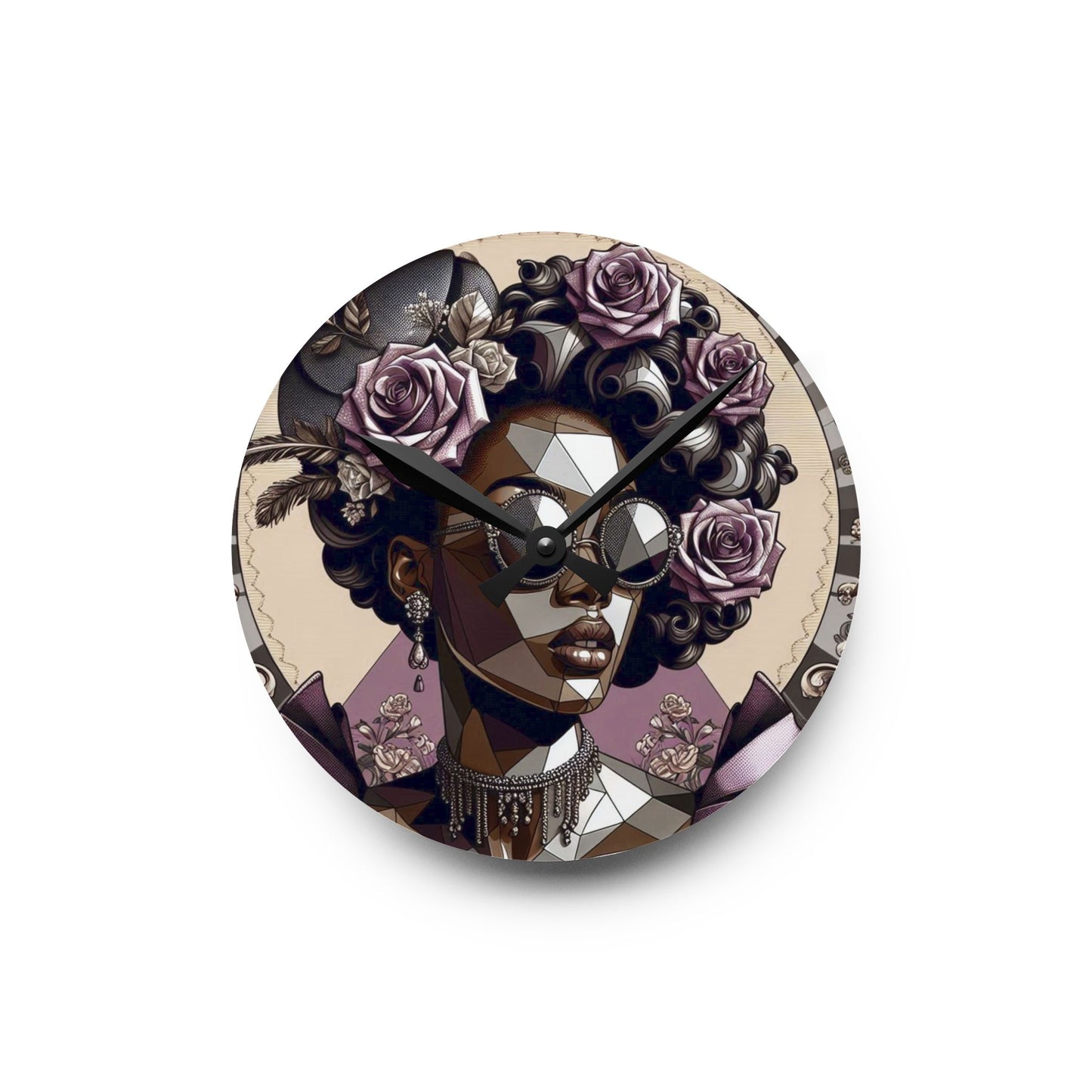 Chic Art Deco Wall Clock, Unique Home Decor, Gift for Her, Modern Wall Art, Fashionista Clock - Lilac Baroque Lady
