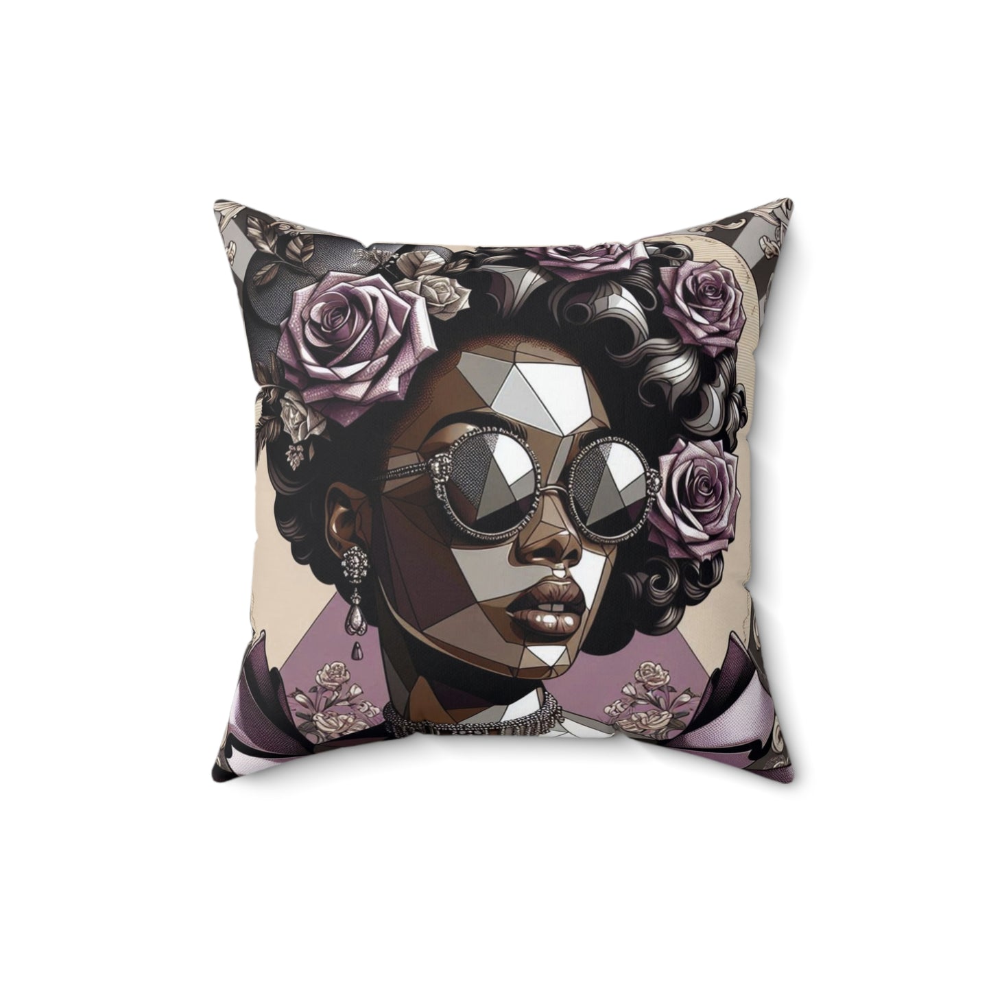 Chic Floral Square Pillow | Stylish Home Decor, Floral Accent Pillow, Modern Throw Cushion, Gift for Her - Lilac Baroque Lady
