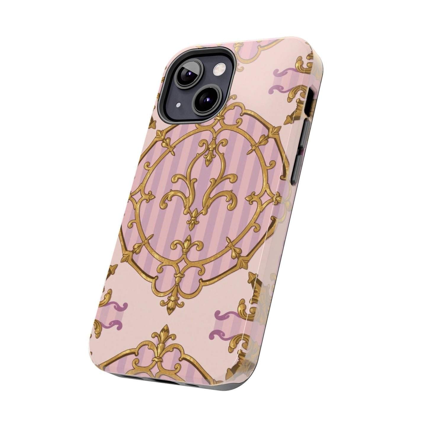 Elegant Vintage Phone Case, Tough Phone Case, Lavender & Alabaster Striped Gold Baroque Phone Cover, Stylish Phone Protector, Gift for Her