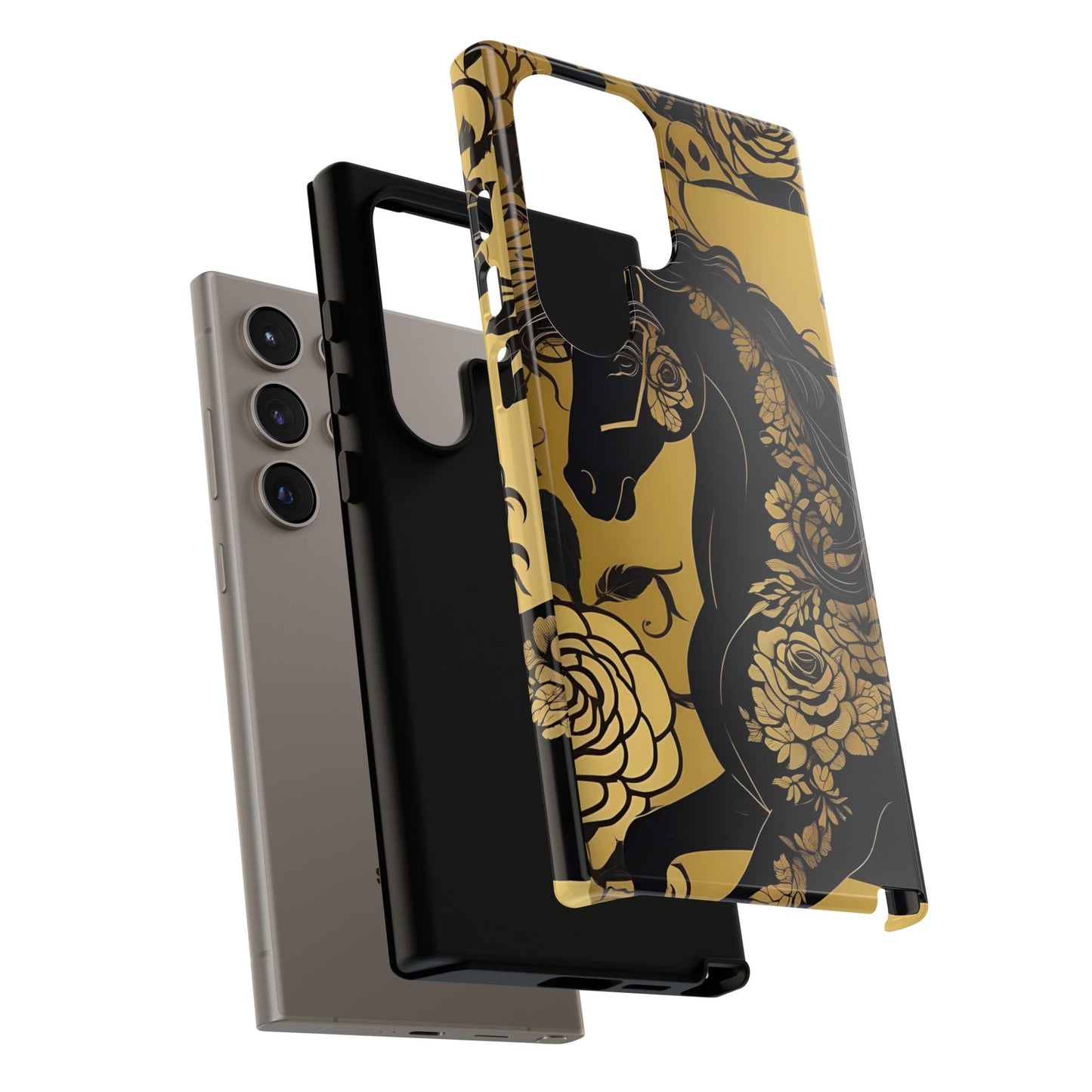 Phone Case - Elegant Horse & Roses Design