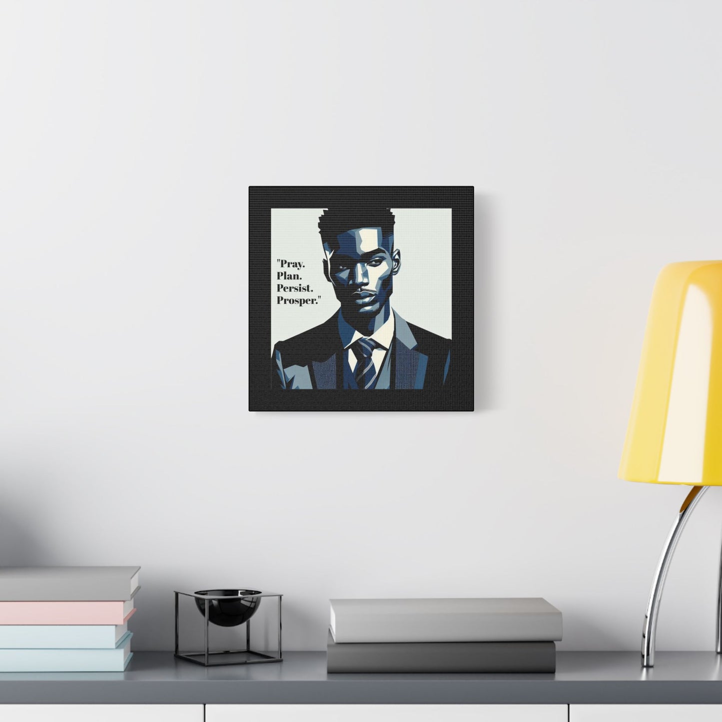 Afro Art Print Canvas, Wall Decor, Satin Stretched Canvas, African American Art, Office Decor, Home Decor - "Pray. Plan. Persist. Prosper."