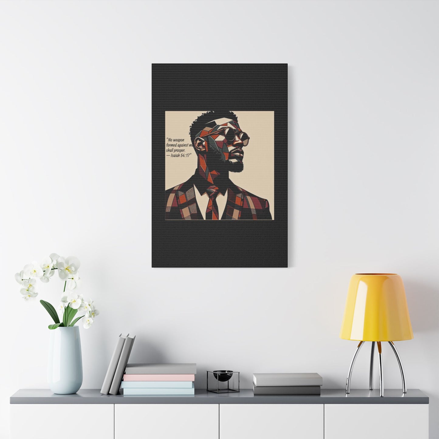 Afro Art Print Canvas, Wall Decor, Satin Stretched Canvas, African American Art, Office Decor, Home Decor - Isaiah 54:17