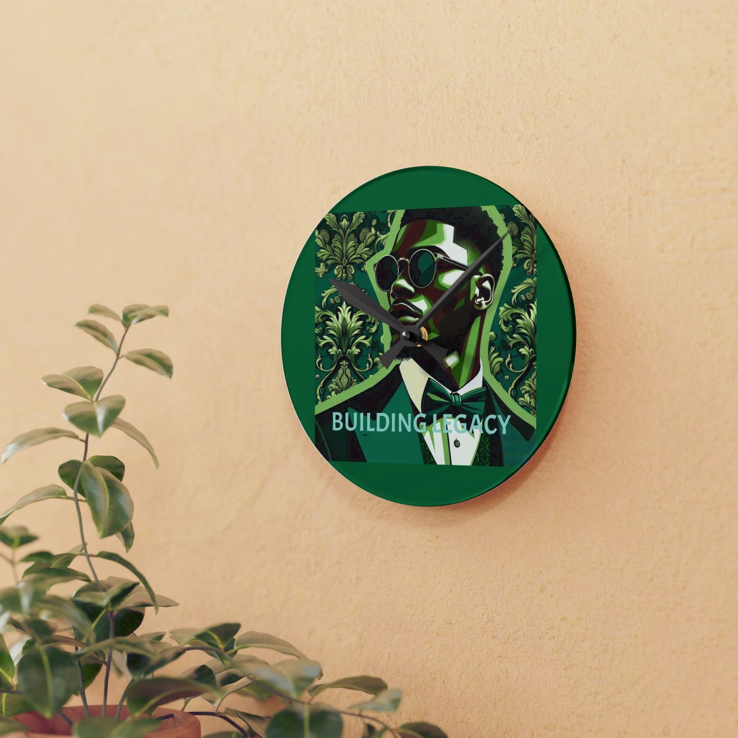 Elegant Acrylic Wall Clock - 'Building Legacy' Art, Home Decor, Gift, Modern Design, Inspirational Wall Art - Round