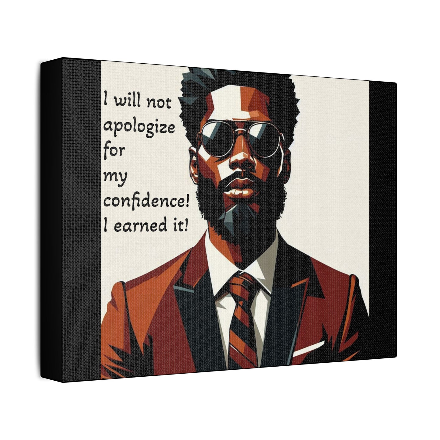 Afro Art Print Canvas, Wall Decor, Satin Stretched Canvas, African American Art, Office Decor, Home Decor - Confident Man In Suit
