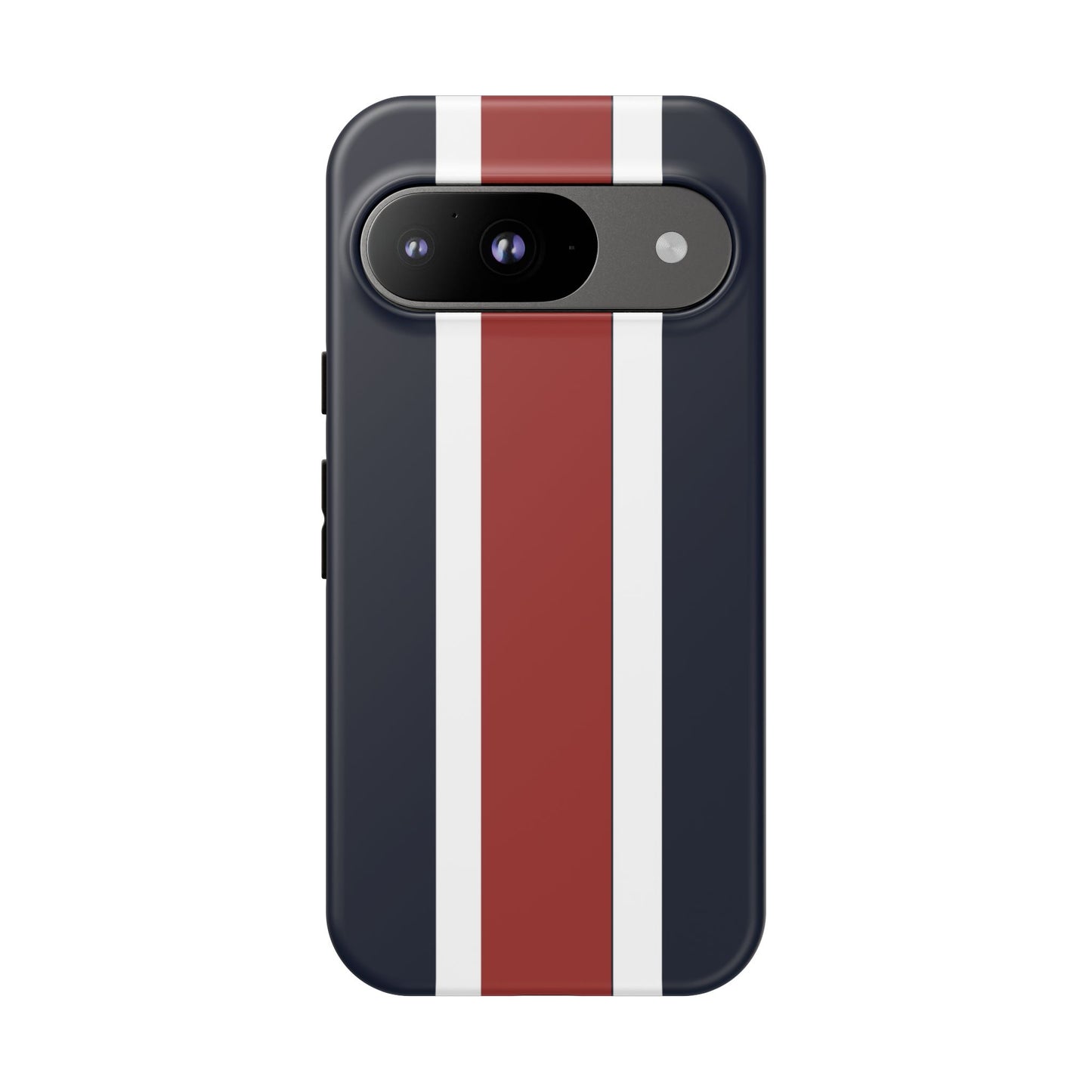 Lunar Midnight & Red-White Striped Stylish Phone Case - Tough Cases, Custom iPhone Cover, Sleek Phone Accessories, Gifts for Him/Her