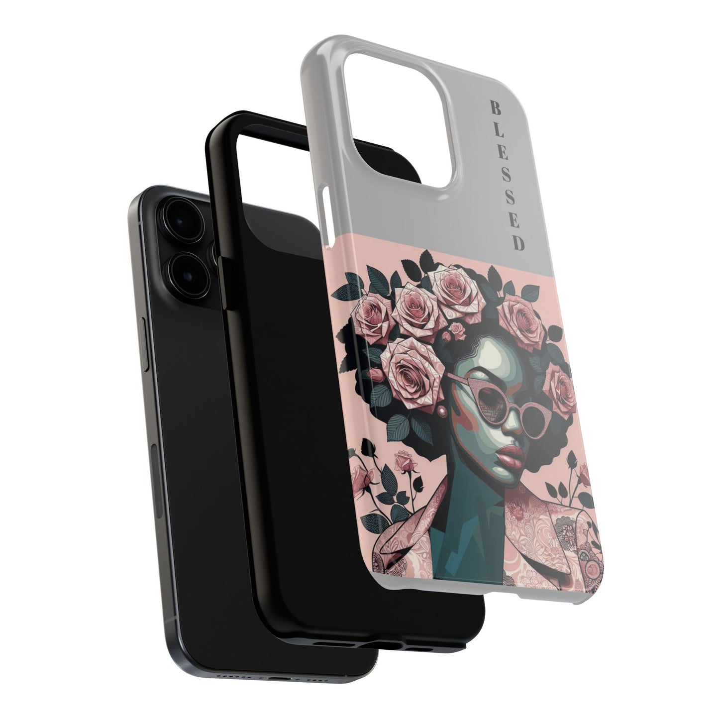 Blessed Floral Tough Phone Cases | Unique Gift for Her, Gift for Mom, Stylish Protection, Birthday Present, Black Girl Art