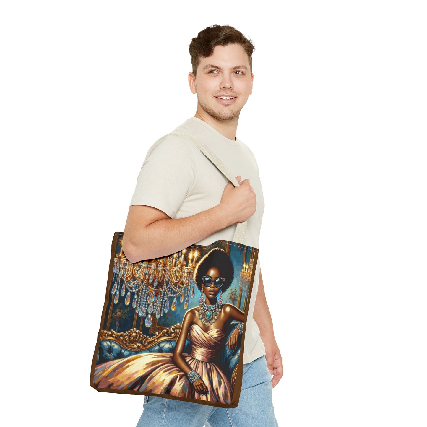 Elegant Fashion Tote Bag, Chic Handbag for Women, Stylish Shopping Bag, Glamorous Gift for Her, Art Tote - Elegant Lady & Chandelier