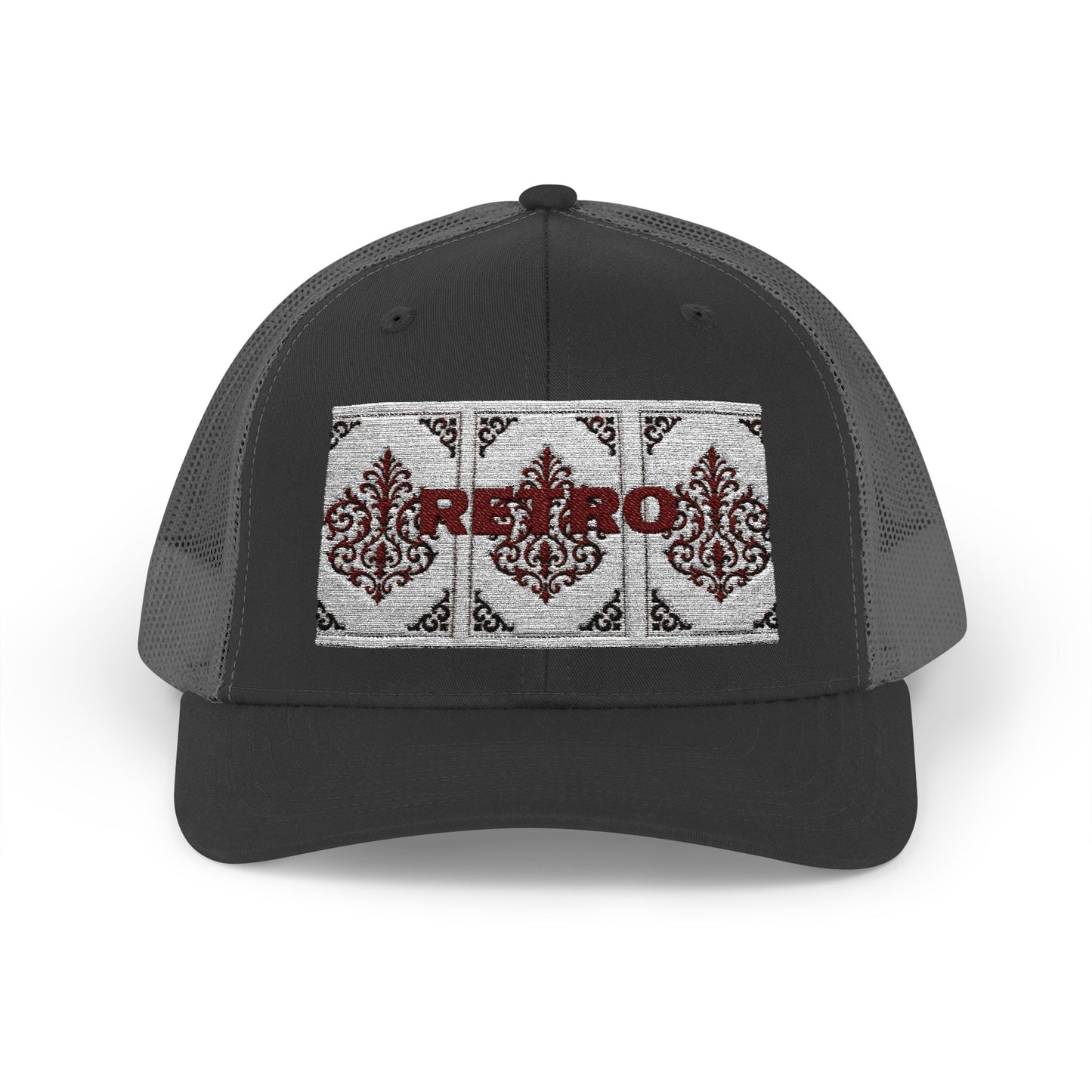 Retro Baroque Trucker Cap — Almond Beige & Brown Snapback