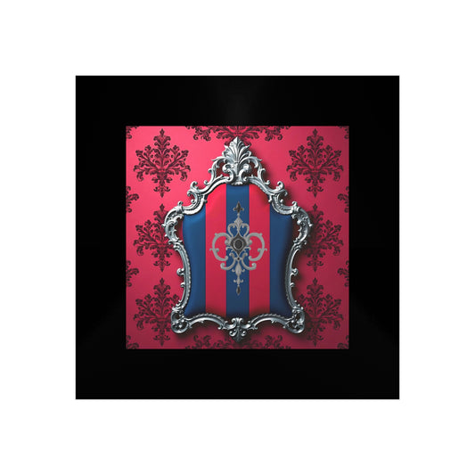 Elegant Vintage Foam Board Wall Art, Regal Decor, Home Office Decoration, Stylish Room Accent, Unique Gift Idea - Blue & Red Striped Silver Crest
