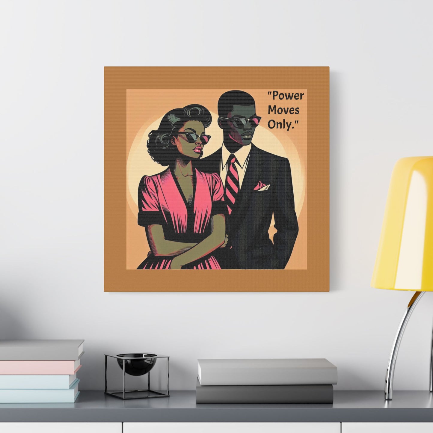 Afro Art Print Canvas, Wall Decor, Satin Stretched Canvas, African American Art, Office Decor, Home Decor - "Power Moves Only."