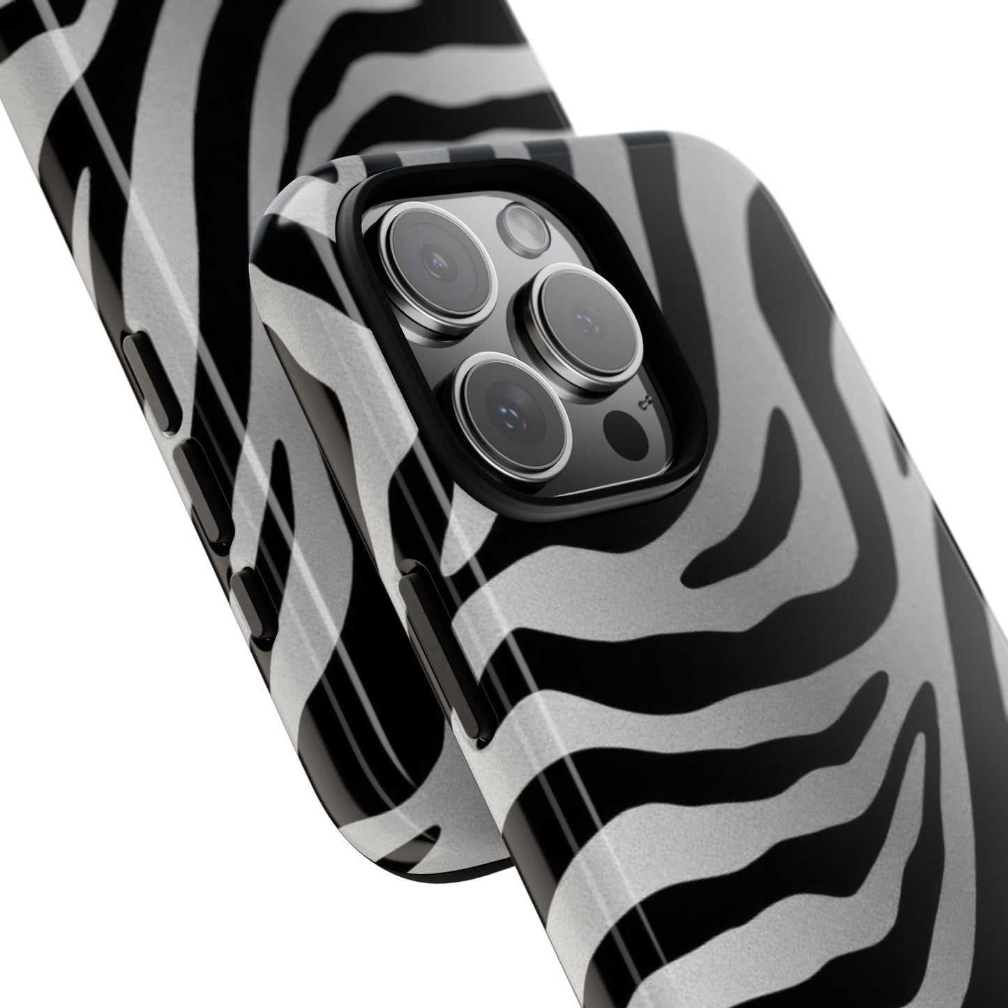 Zebra Print Tough Phone Case - Silver