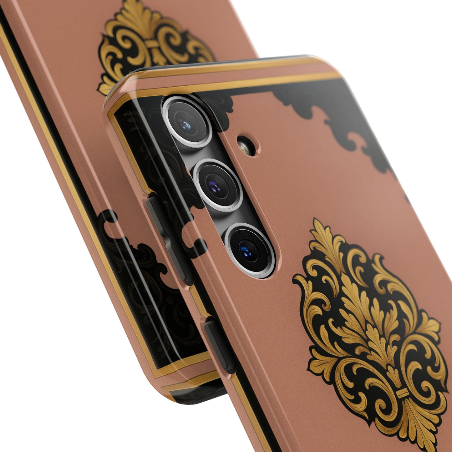 Mauve & Black-Gold Baroque Tough Phone Case — Ornate Protective iPhone Cover