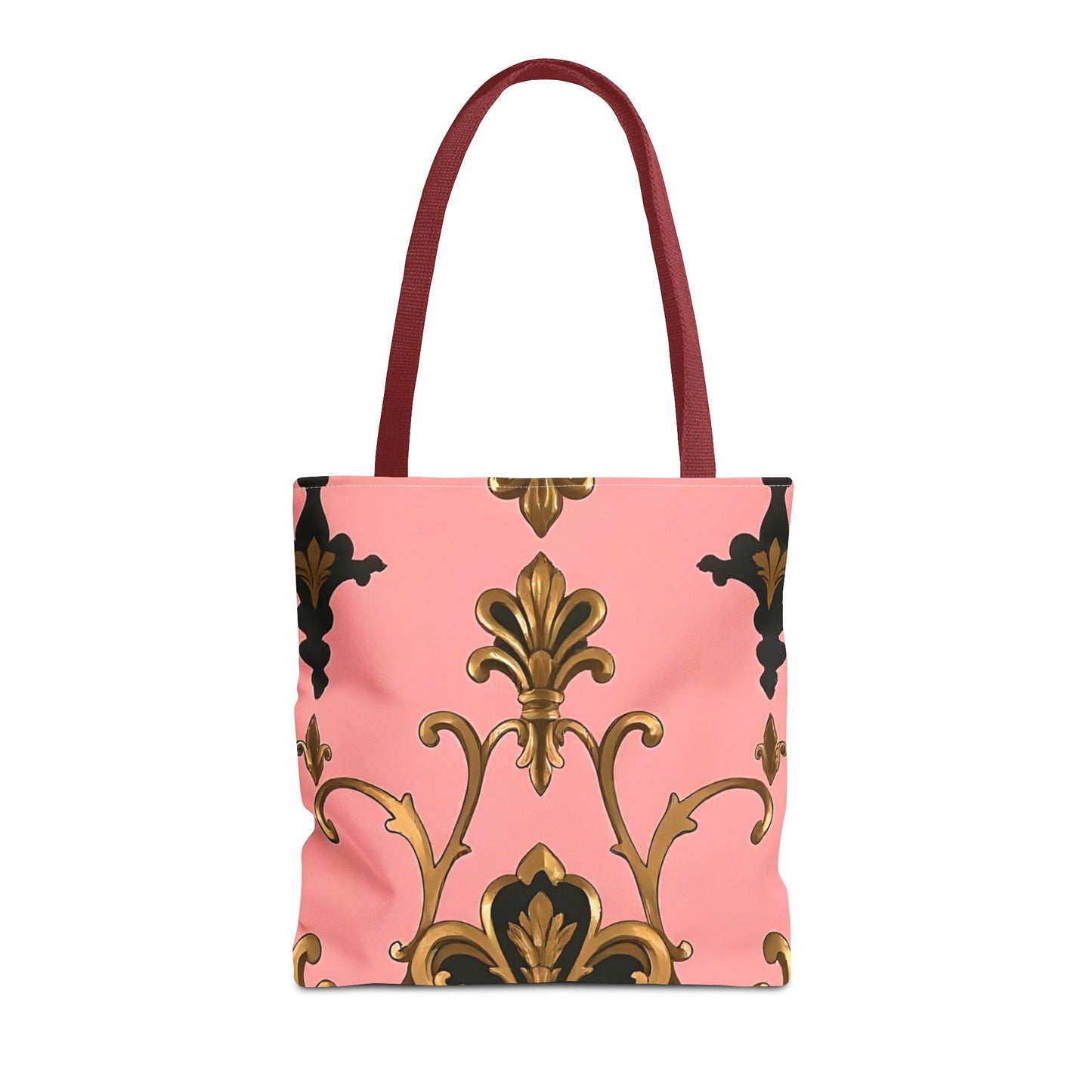 Elegant Patterned Tote Bag - Chic Carry-All for Everyday Use, Fashion Accessory - Pink, Black & Gold Rococo