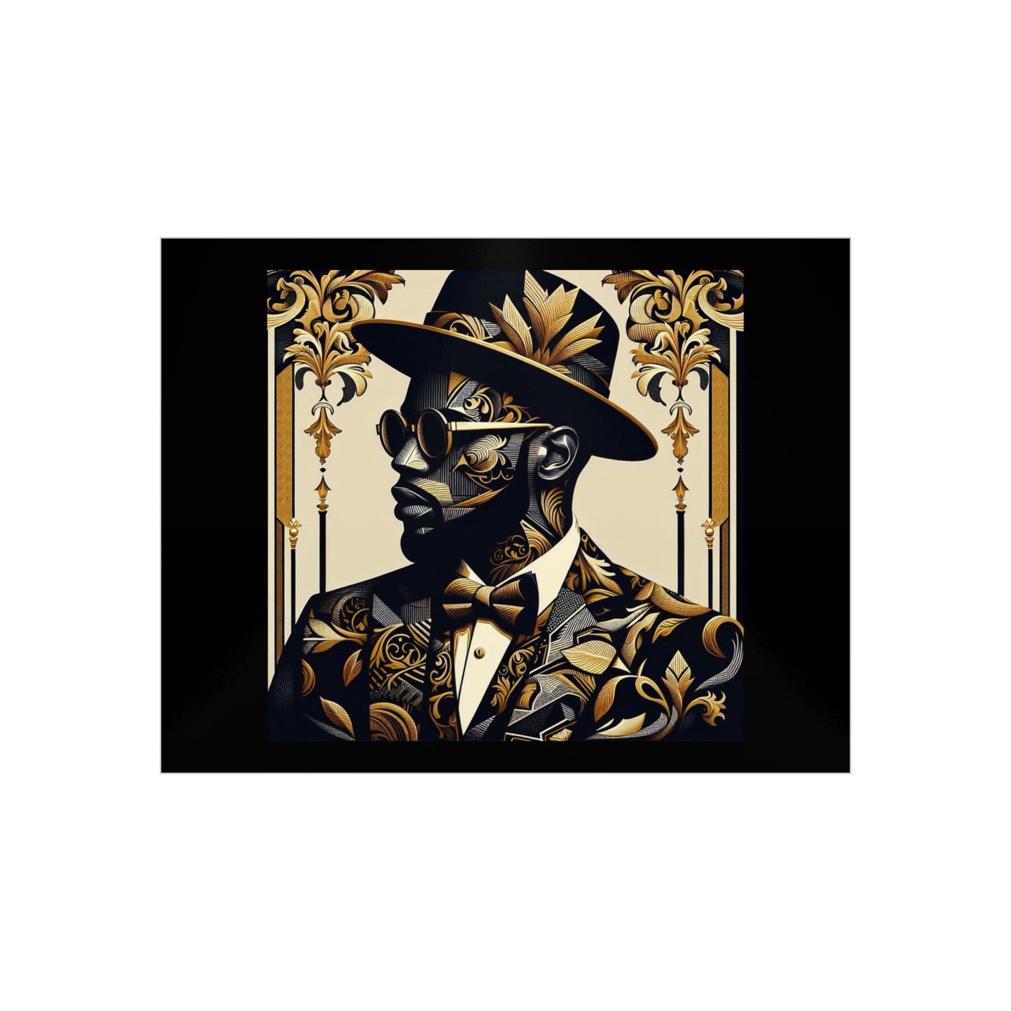 Stylish Foam Board Art, Elegant Wall Decor, Home Office Decoration, Modern Portraits, Unique Gifts for Art Lovers - Damask Man in Black & Gold