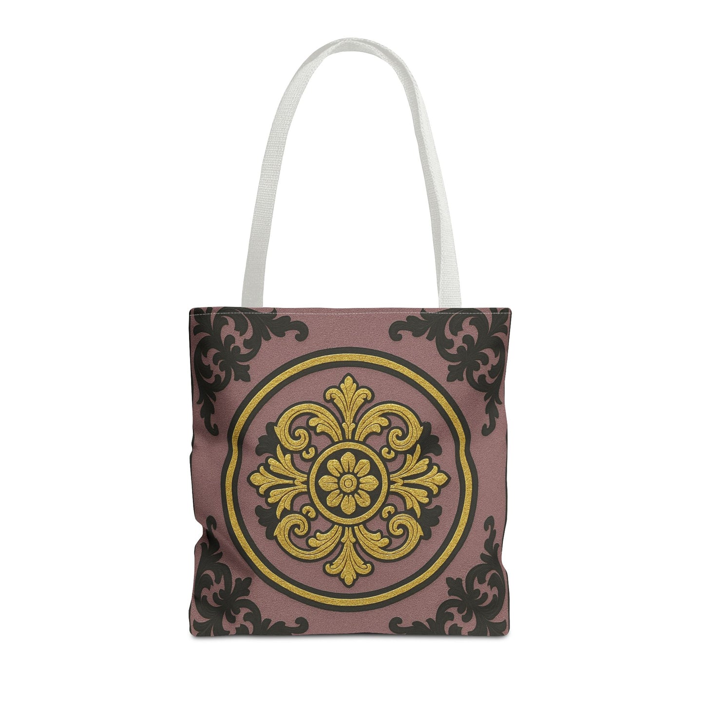Elegant Gilded Mauve With Gold-Black Baroque Print Tote Bag, Reusable Shopping Tote, Gift for Her, Weekend Bag, Eco-Friendly Handbag