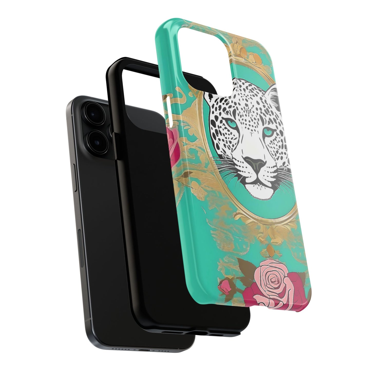 Leopard Tough Phone Case - Trendy Floral Design for Animal Lovers - Leopard & Rose