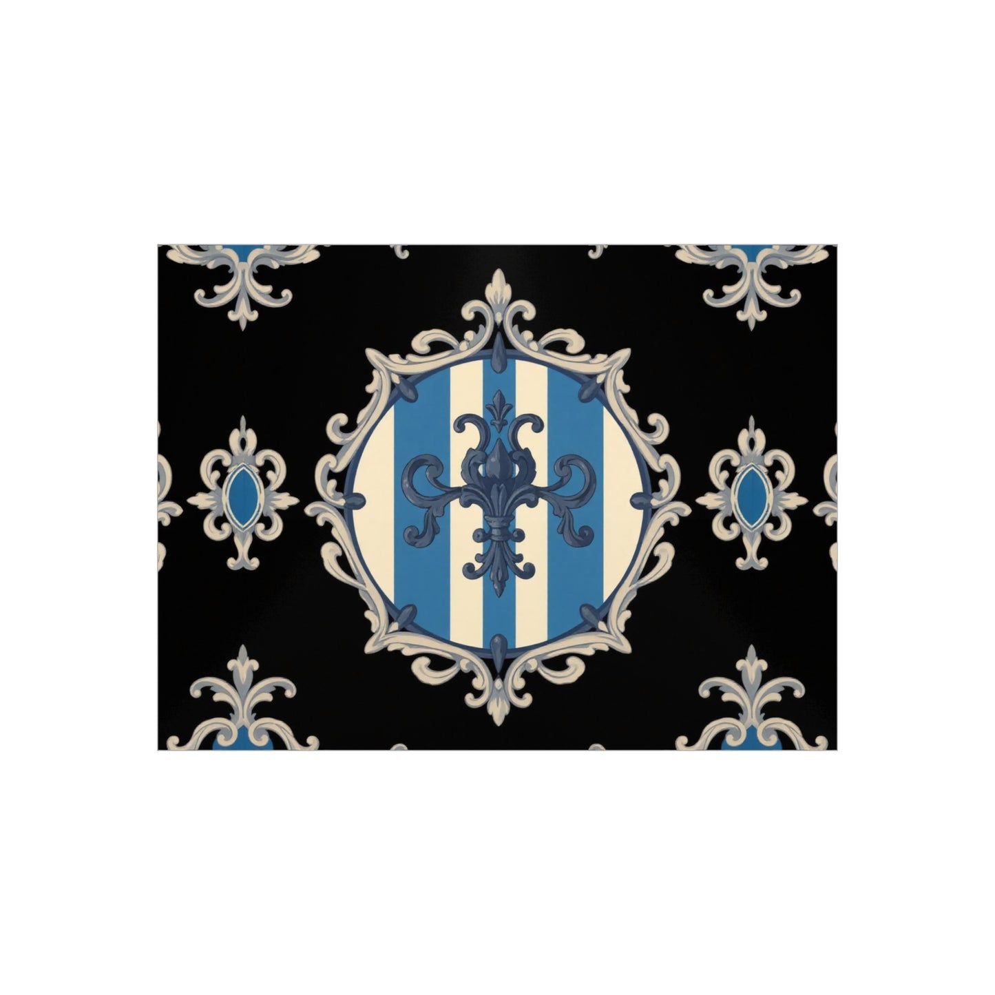 Elegant Blue & Alabaster Striped Baroque Decorative Foam Board Art, Home Decor Wall Display, Unique Gift for Housewarming, Event Decorations