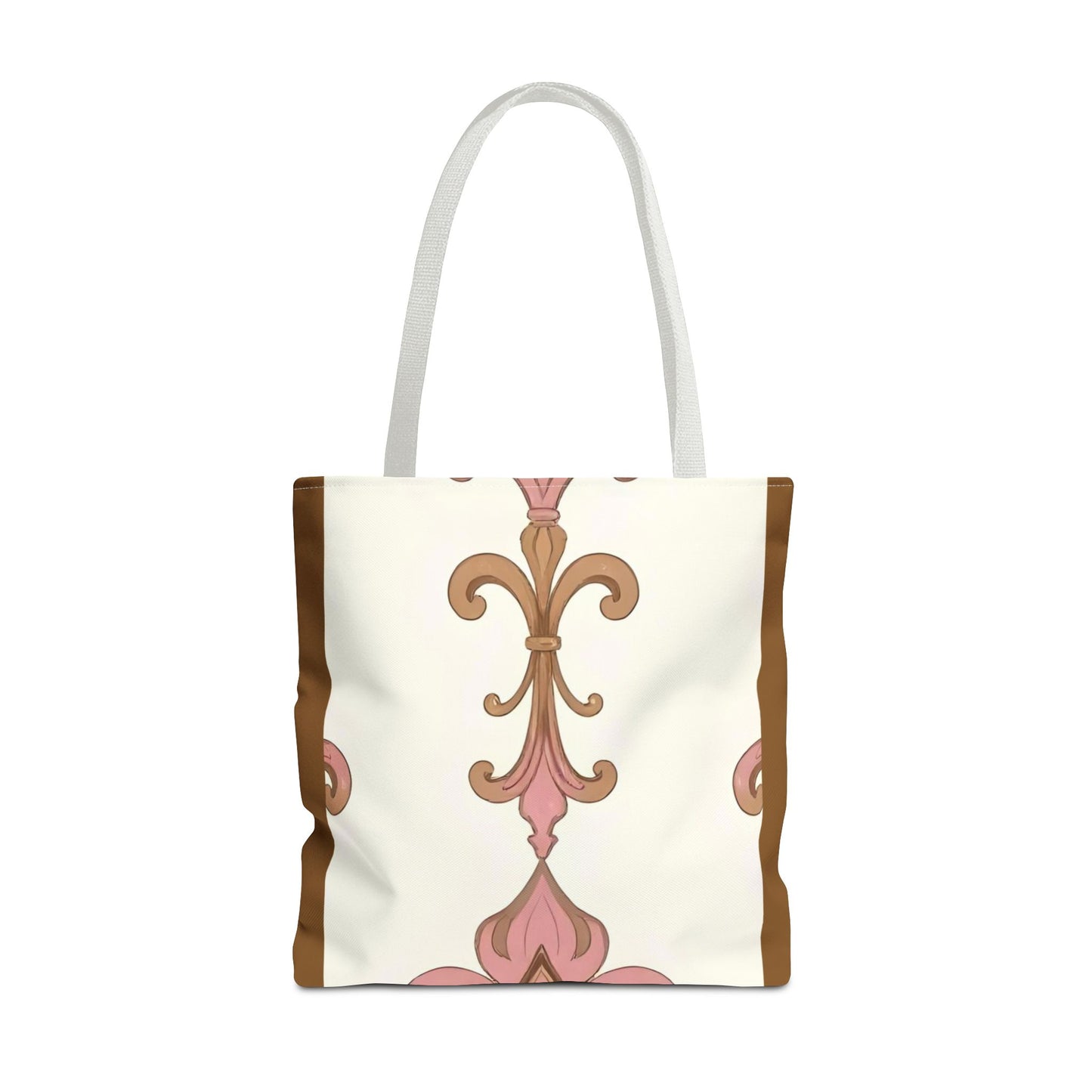 Elegant Floral Tote Bag - Perfect for Everyday Use, Shopping, Gifts, Summer Outings, and Special Occasions - Brown Striped Pink Arabesque