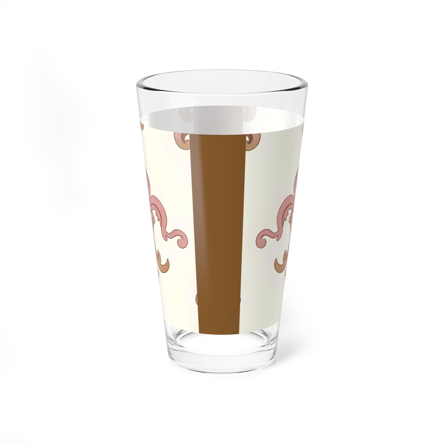 Elegant Floral Mixing Glass - Perfect for Cocktails, Outdoor Gatherings, Home Bars, Gifts, Parties - Brown Striped Pink Arabesque