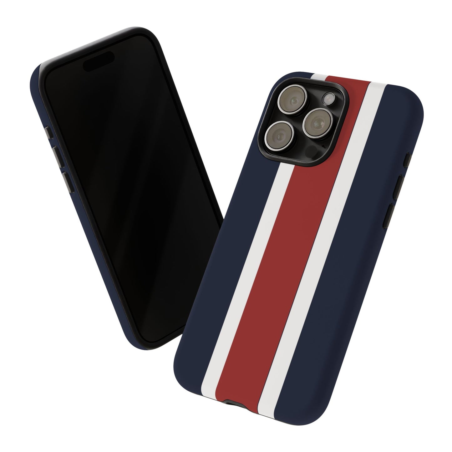 Lunar Midnight & Red-White Striped Stylish Phone Case - Tough Cases, Custom iPhone Cover, Sleek Phone Accessories, Gifts for Him/Her