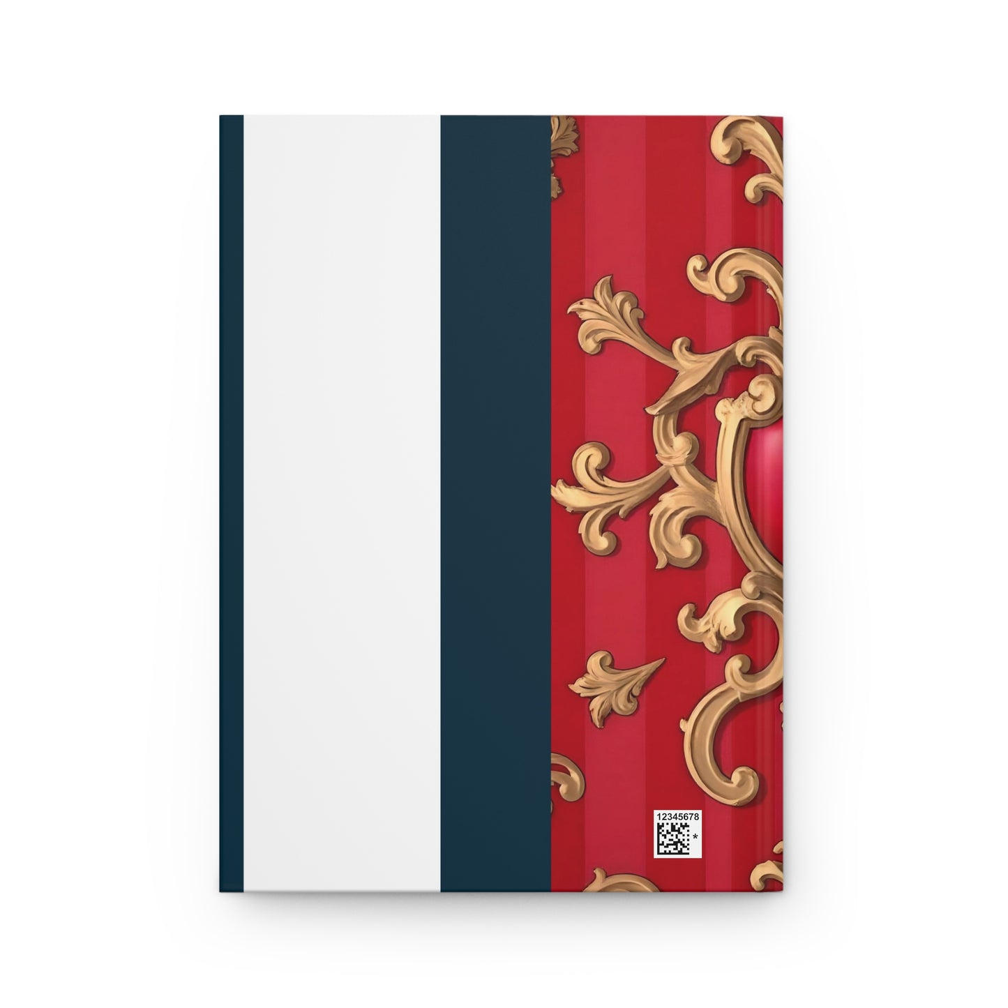 Elegant Red and Gold Hardcover Journal - Perfect for Journaling, Note-Taking, Gift for Writers, Creative Expression - Blue, Red & White Striped Baroque