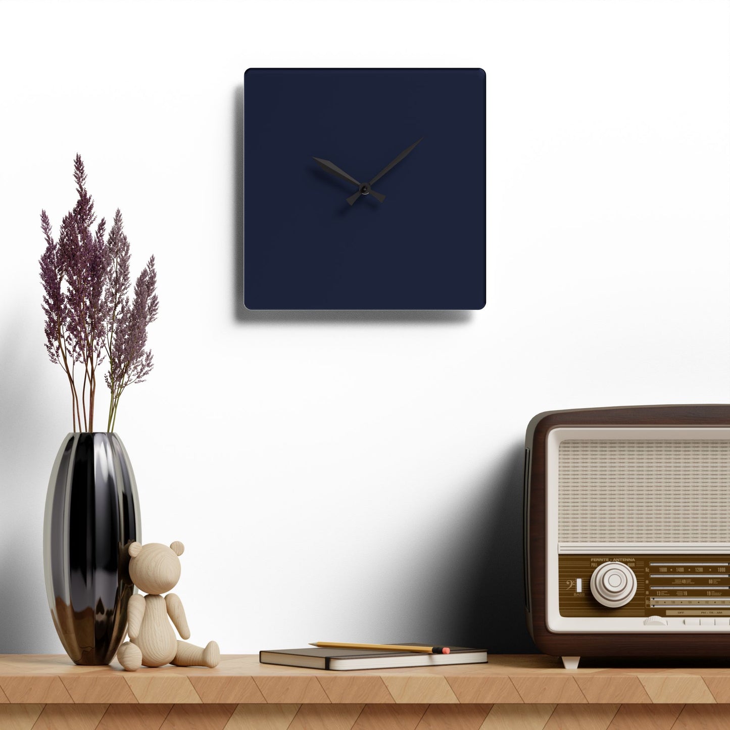 Modern Lunar Midnight Minimalist Acrylic Wall Clock – Chic Home Decor, Gift for Housewarming, Birthday, Unique Wall Art, Elegant Timepiece