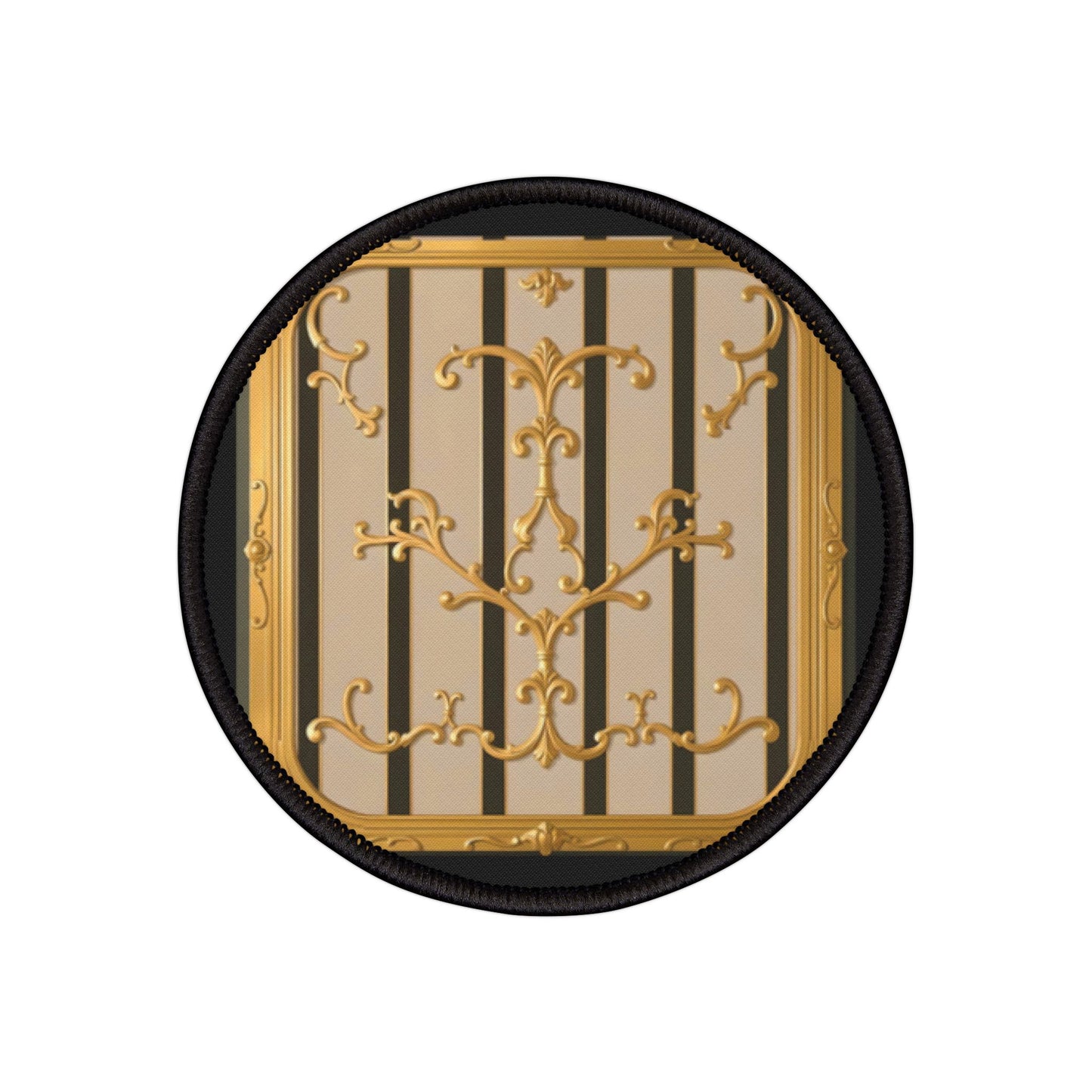 Iron-On Patches - Beige Striped Gold Rococo