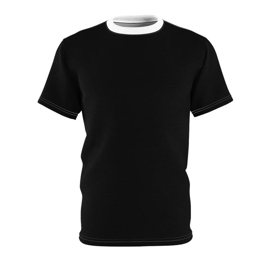 Stylish Black (White Collar) Unisex Cut & Sew Tee | Perfect for Casual Outfits, Gifting, and Everyday Wear | Personalized Options Available