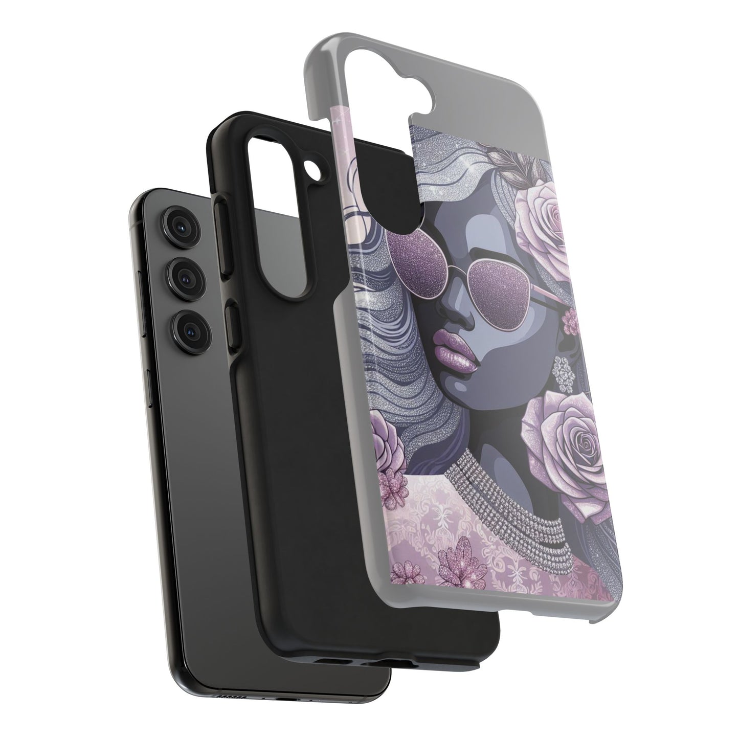 Glamorous Floral Tough Phone Case - Chic Protection for Trendsetters - Lilac & Lavender